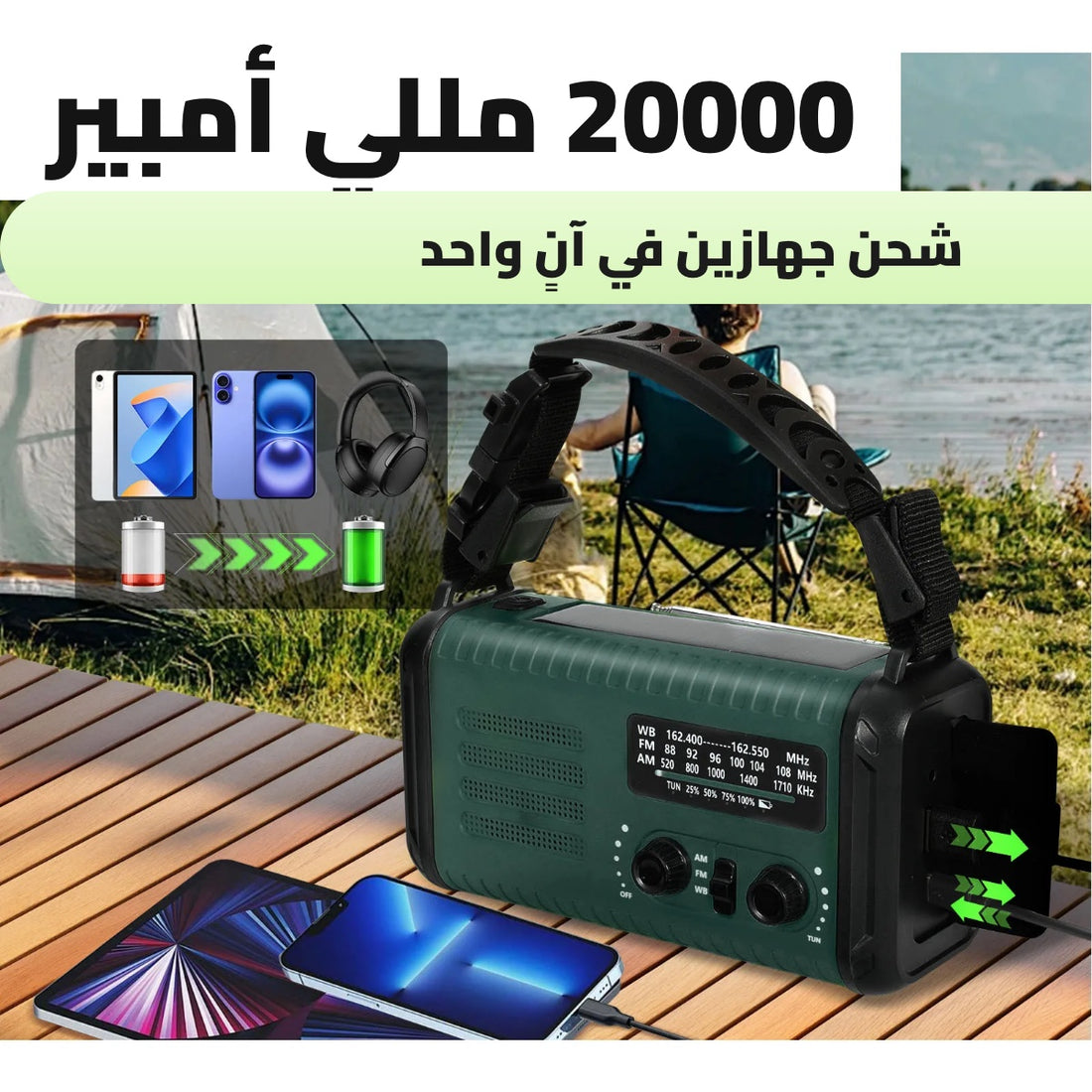 كوندور 2 — بطارية 20000 مللي أمبير لشحن جهازين في آنٍ واحد